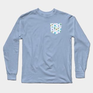 Pocket - Big Watery Dots Blue Long Sleeve T-Shirt